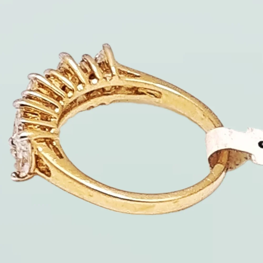 Gold Plated Ring with Genuine Marquise Cut Cubic Zirconia Stones | Size 8 | NWOT